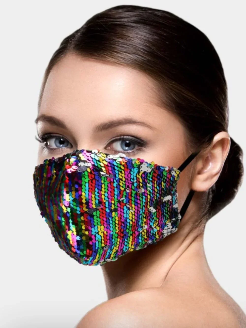 Rainbow Sequin Face Mask Pride Festival Disco Rave NWT